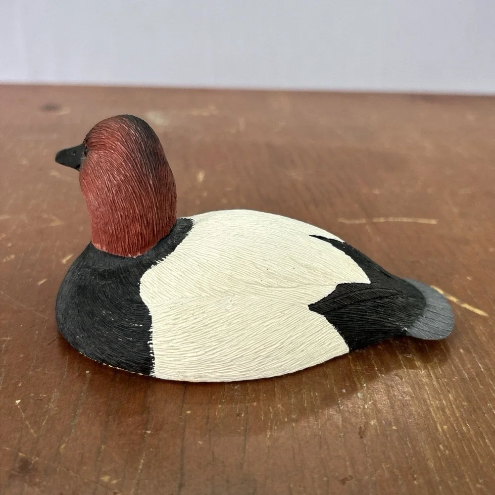 Joe Weaver Signed Miniature Canvasback Duck Decoy Hand Carved Wood Folk Art
